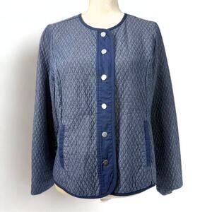 Isaac Mizrahi Quilted Denim Jacket Womens Size XL Lightweight Lagenlook Classic